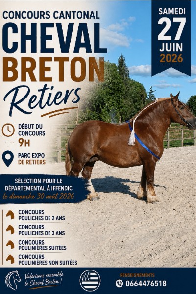 CONCOURS CANTONAL DU CHEVAL BRETON _  RETIERS 27/06/2026 à 9H00 _ SYNDICAT CHEVAL BRETON 35